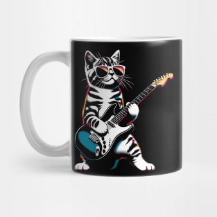 Guitar Cat Novelty Rock Music Band Concert Funny Cat Mug